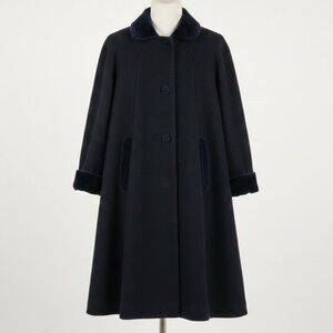 Navy Vintage Coat with Velvet Details